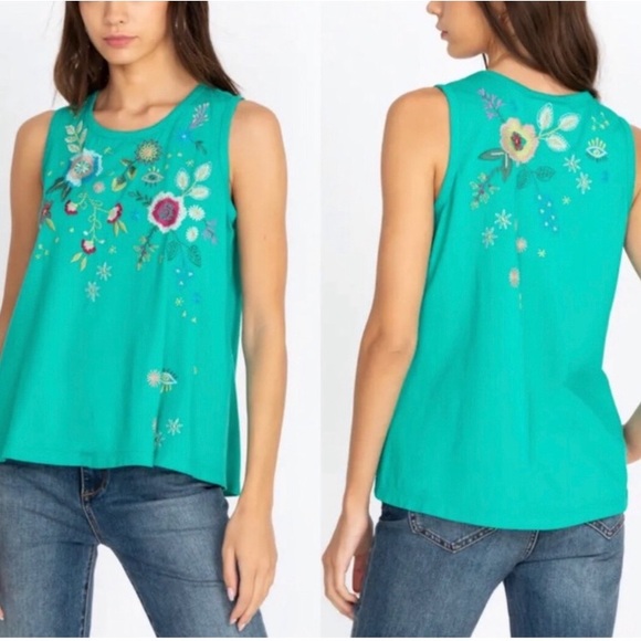 Johnny Was Martine Floral-Embroidered Knit Tank - Picture 1 of 9